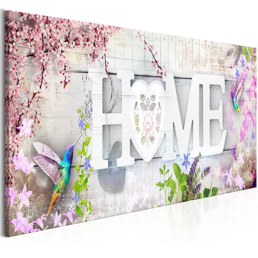 Wandbild - Home and Hummingbirds (1 Part) Pink Narrow