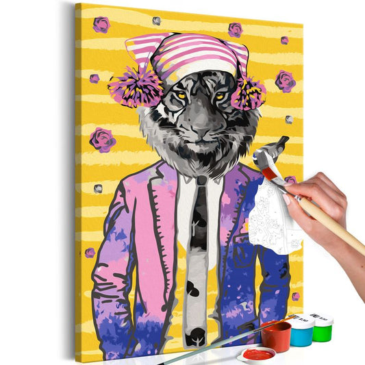 Malen nach Zahlen - Tiger in Hat 40x60 cm