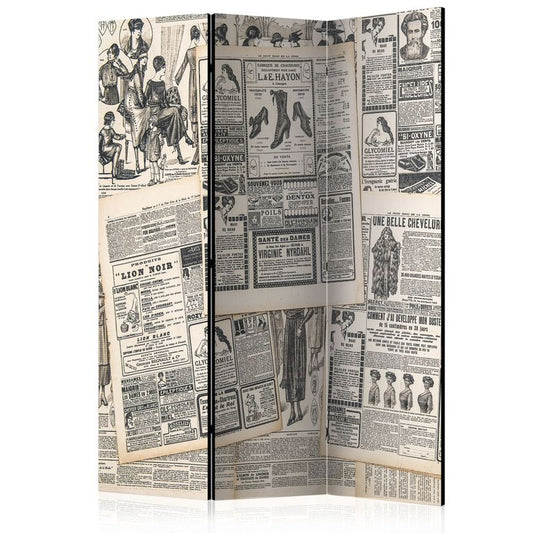 3-teiliges Paravent - Vintage Newspapers [Room Dividers] 135x172 cm