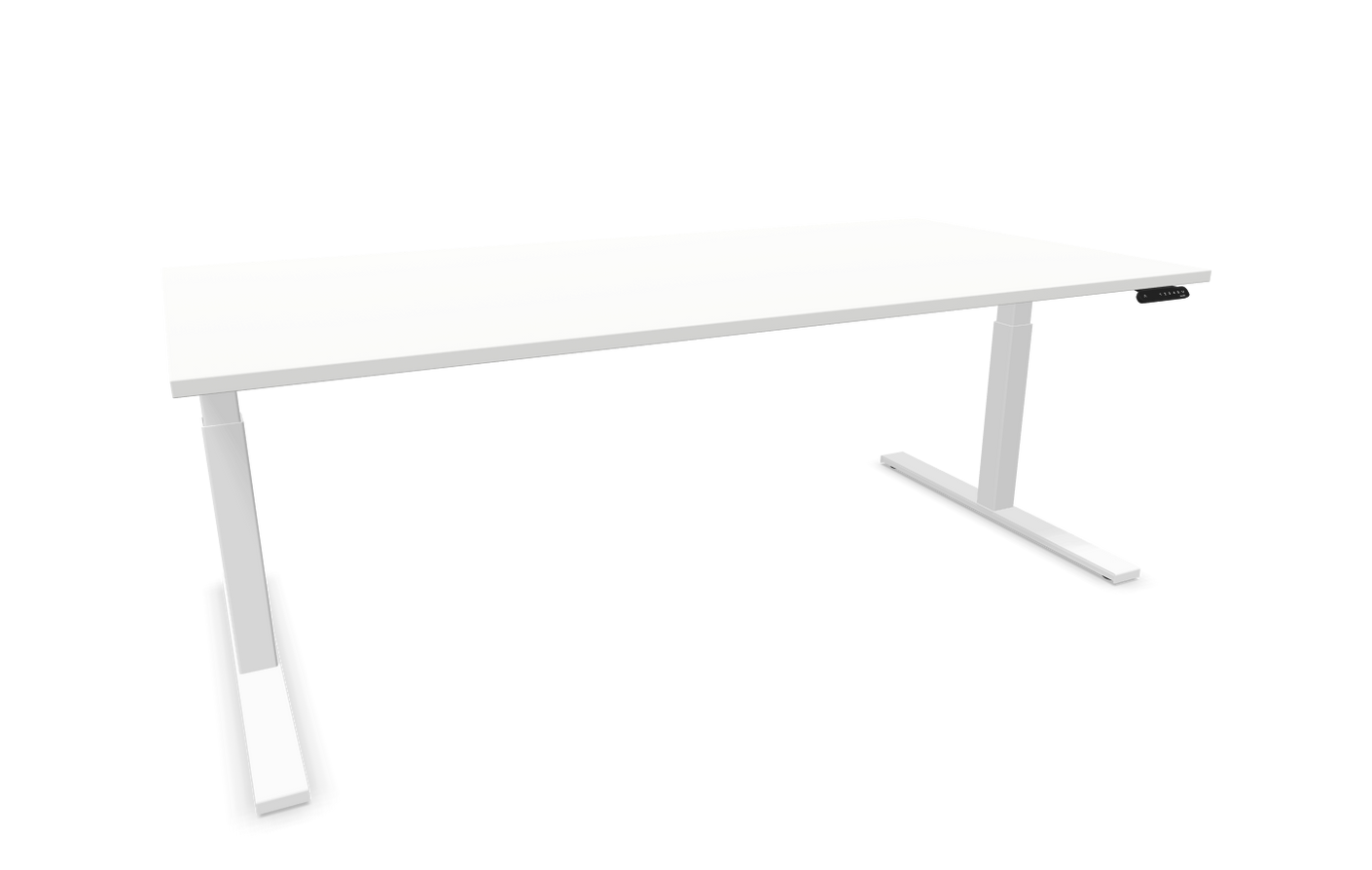 eModel 3.0 Schreibtisch, elektrisch höhenverstellbar, 140-200x100 cm (BxT), Gestell: Weiß