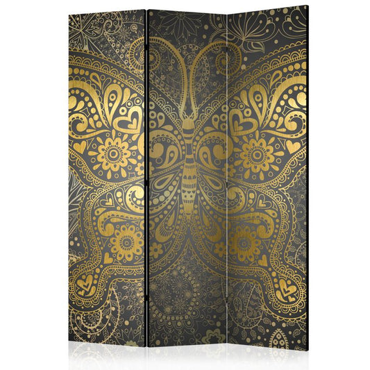 3-teiliges Paravent - Golden Butterfly [Room Dividers] 135x172 cm