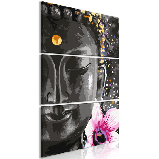 Wandbild - Buddha and Flower (3 Parts) Vertical