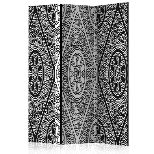 3-teiliges Paravent - Ethnic Monochrome [Room Dividers] 135x172 cm