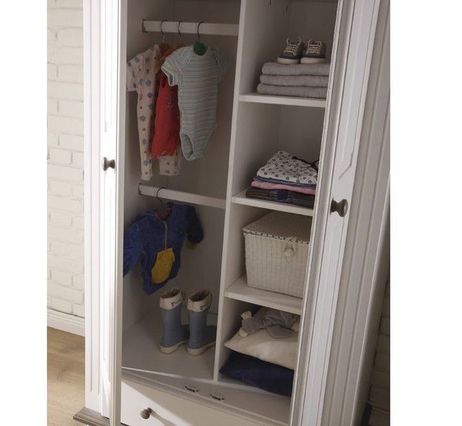 Laura Kleiderschrank Kinderkleiderschrank Babyzimmer Kinderzimmer Kiefer Weiß - Froschkönig24