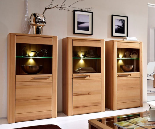 3x NATURE PLUS Sideboard Schrankwand  Wohnzimmerkombination Wohnwand Vitrine