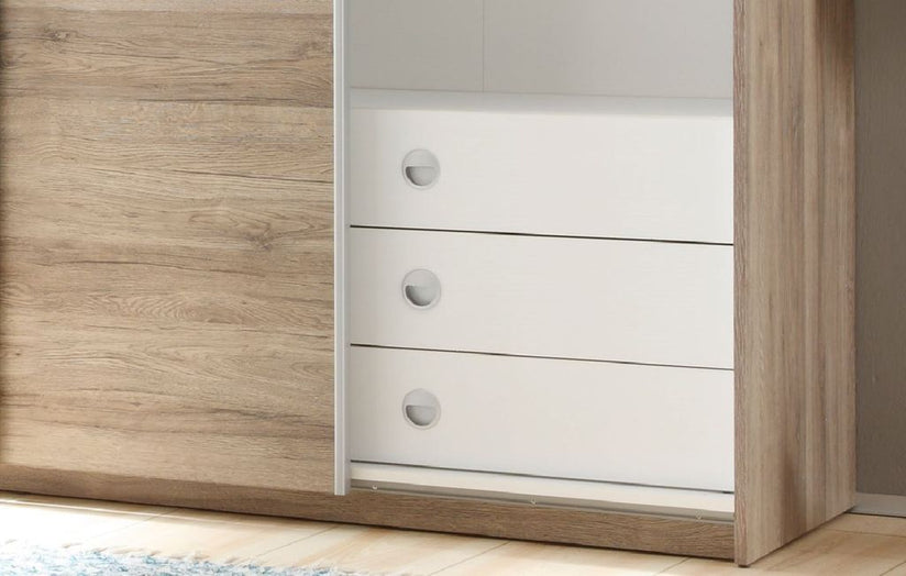 Schubkasten 3er Set für Kleiderschrank 82cm breit Schubkasteneinsatz Weiß - Froschkönig24