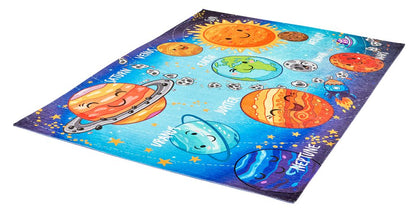 My Torino Kids Kinderteppich, 80x120 cm, maschinengewebt, Blau (Sonnensystem)